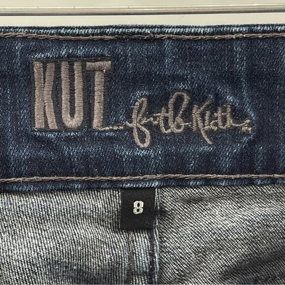 Kut From The Cloth Denim Dark Wash Bermuda Long Length Modest Jean Shorts Size 8 - Picture 4 of 7